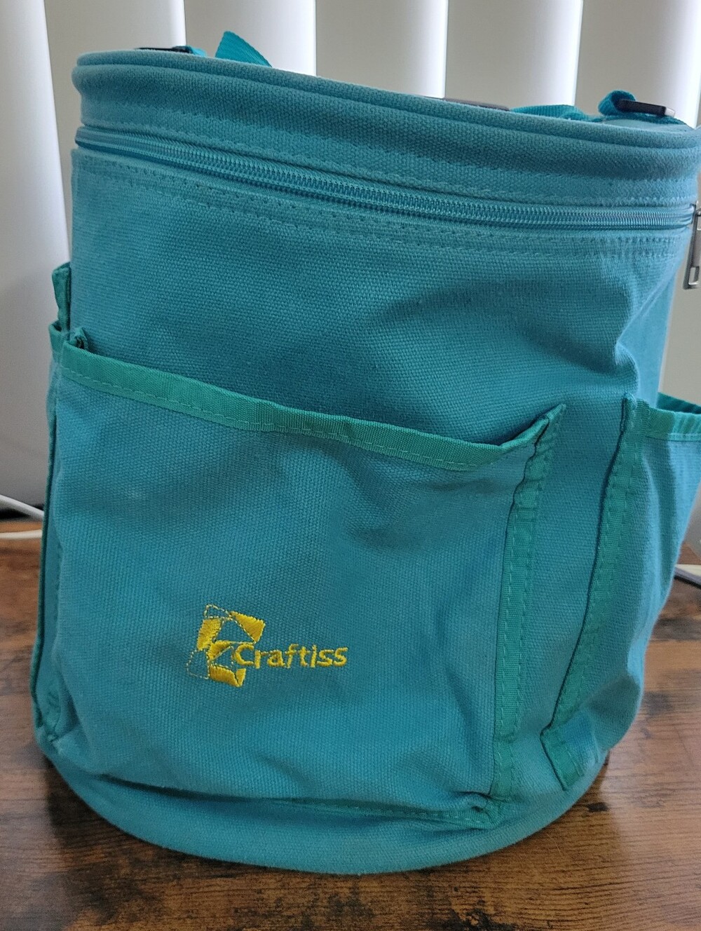 Craftiss Teal Canvas Organizer Bucket